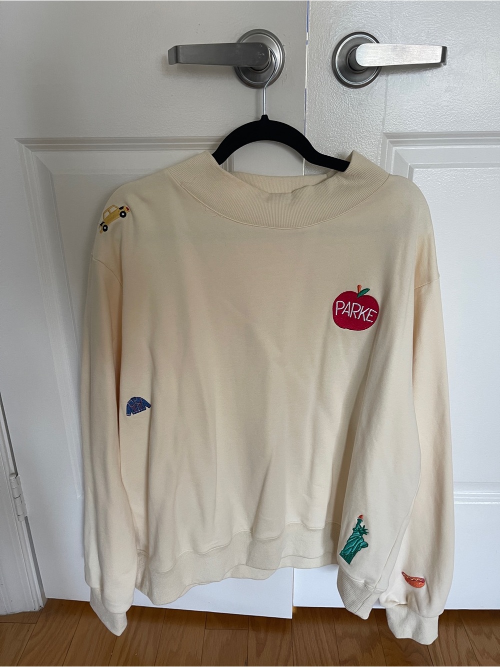 Parke Cream Embroidered NYC Graphic Sweatshirt